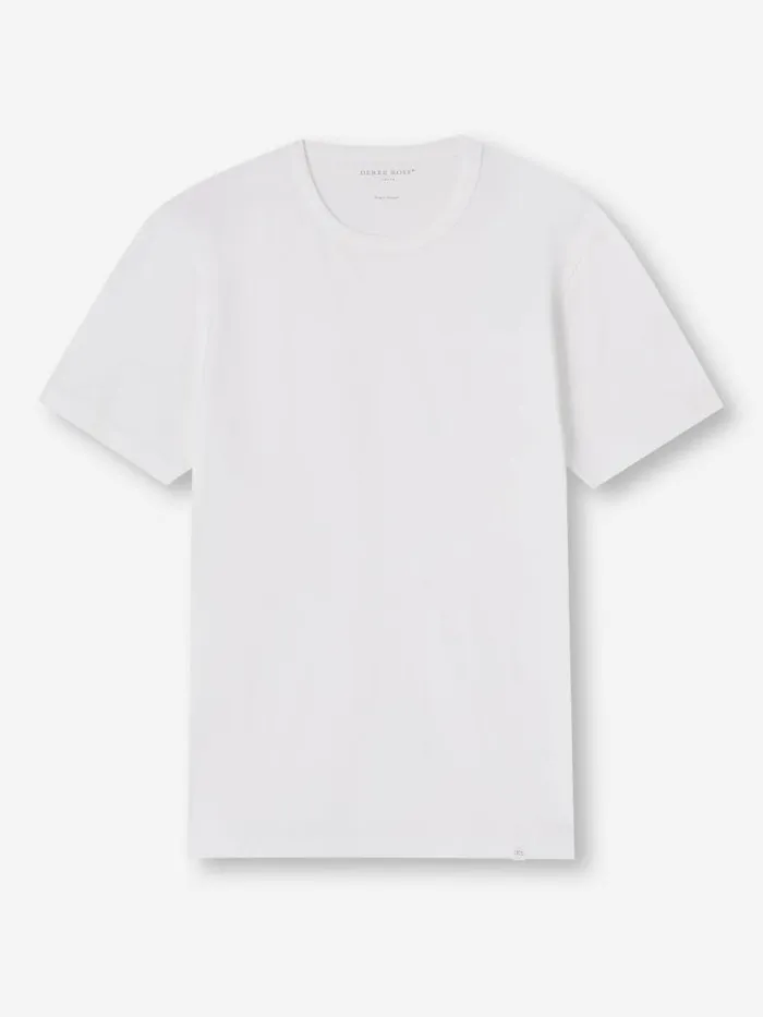 Derek Rose Short Sleeve TShirts Men TShirt Barny Pima Cotton White