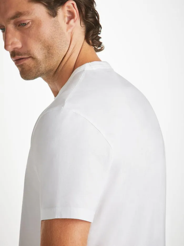 Derek Rose Short Sleeve TShirts Men TShirt Barny Pima Cotton White