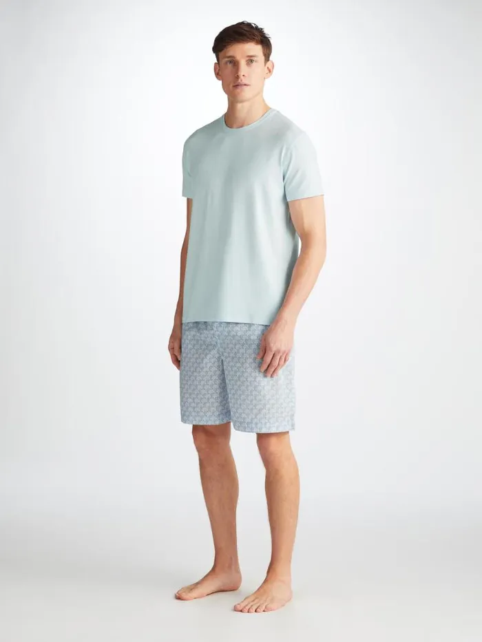 Derek Rose Short Sleeve TShirts Men TShirt Basel Micro Modal Stretch Ice Blue