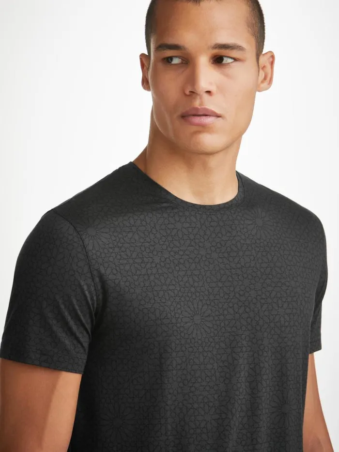 Derek Rose Short Sleeve TShirts Men TShirt London 12 Micro Modal Black