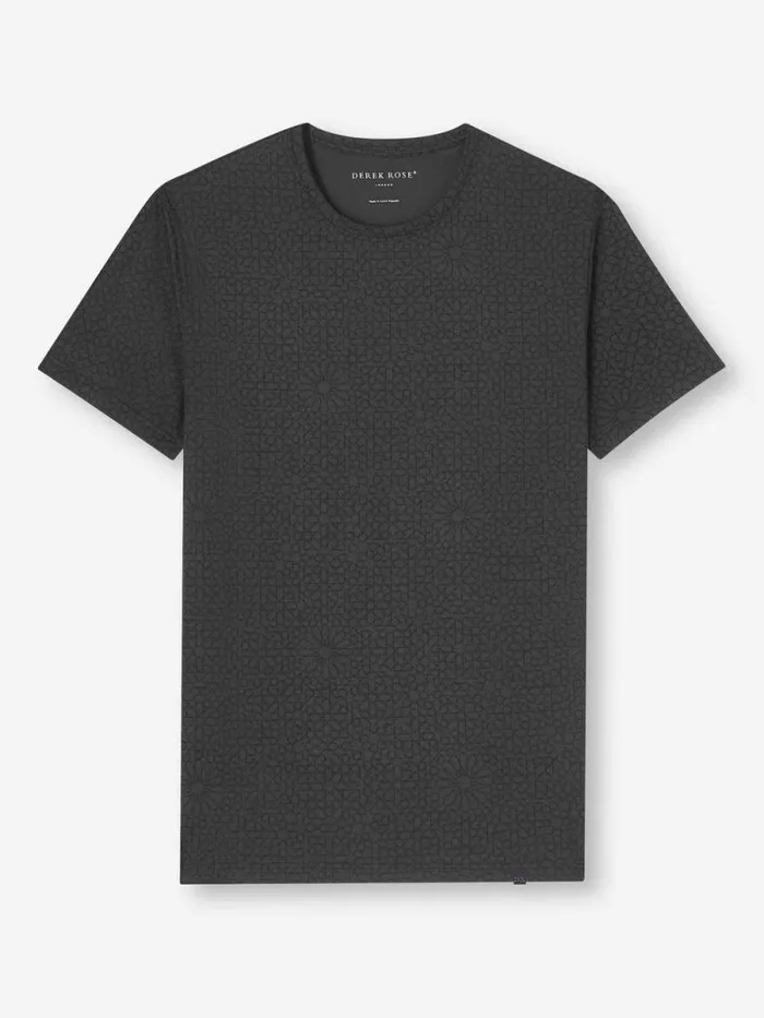 Derek Rose Short Sleeve TShirts Men TShirt London 12 Micro Modal Black