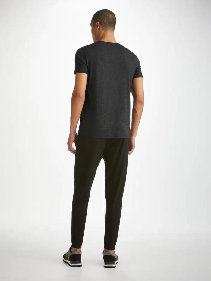 Derek Rose Short Sleeve TShirts Men TShirt London 12 Micro Modal Black