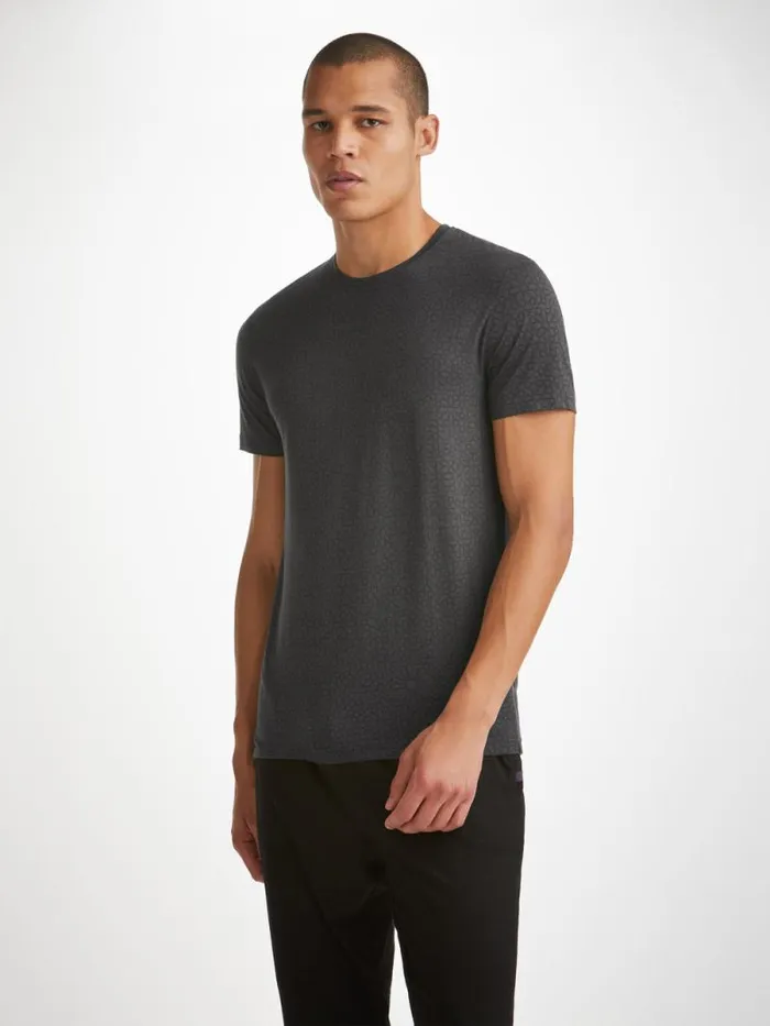 Derek Rose Short Sleeve TShirts Men TShirt London 12 Micro Modal Black