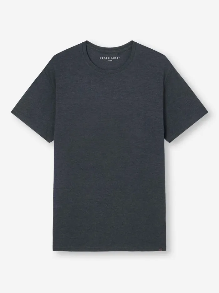 Derek Rose Short Sleeve TShirts Men TShirt Marlowe Micro Modal Stretch Anthracite