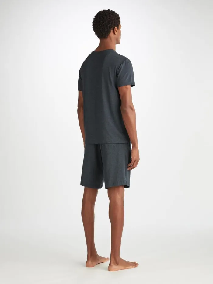 Derek Rose Short Sleeve TShirts Men TShirt Marlowe Micro Modal Stretch Anthracite