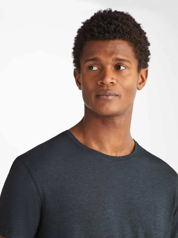Derek Rose Short Sleeve TShirts Men TShirt Marlowe Micro Modal Stretch Anthracite