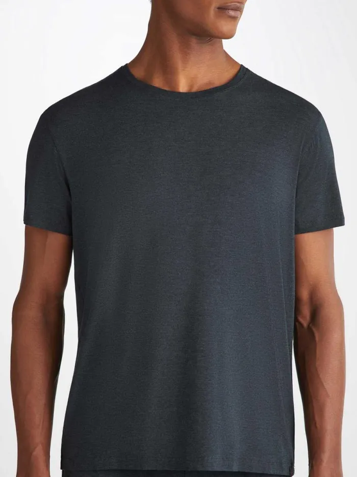Derek Rose Short Sleeve TShirts Men TShirt Marlowe Micro Modal Stretch Anthracite