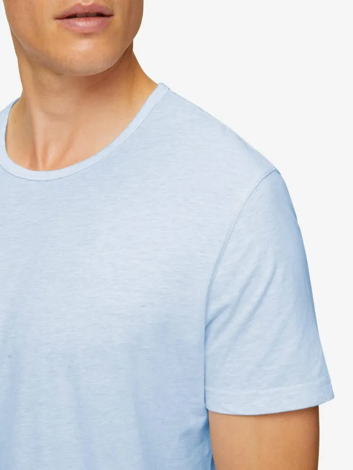 Derek Rose Short Sleeve TShirts Men TShirt Reece Cotton Blue