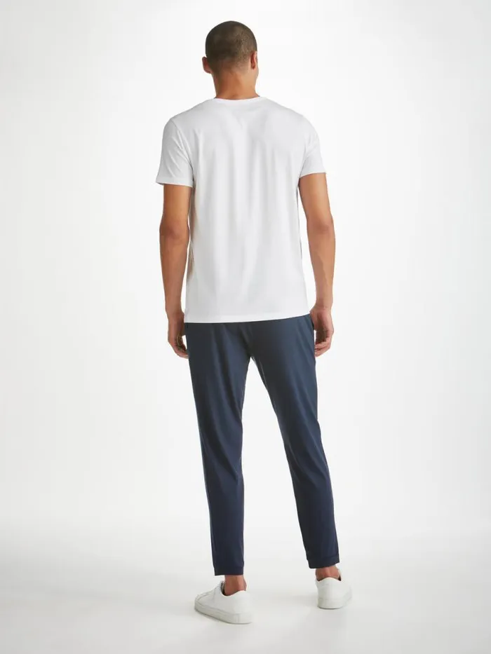 Derek Rose Short Sleeve TShirts Men VNeck TShirt Basel Micro Modal Stretch White