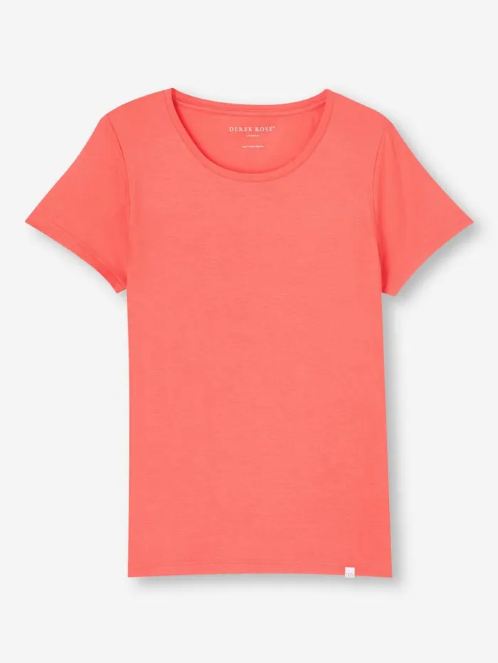 Derek Rose Short Sleeve TShirts Women TShirt Lara Micro Modal Stretch Coral