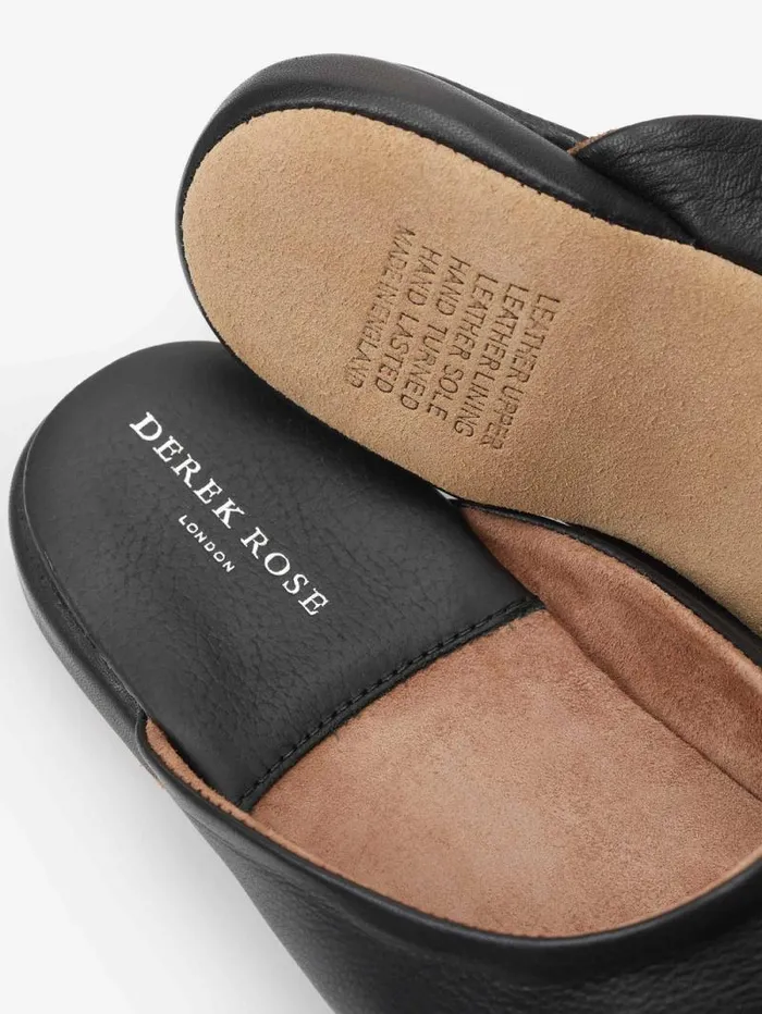 Derek Rose Slippers MenSlippers Mule Slippers Morgan Calfskin Leather Black