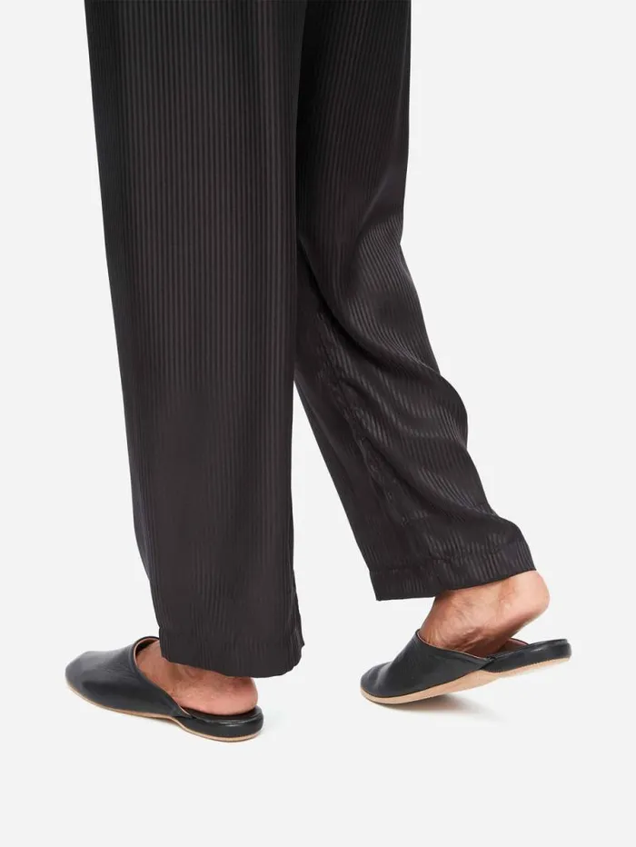 Derek Rose Slippers MenSlippers Mule Slippers Morgan Calfskin Leather Black