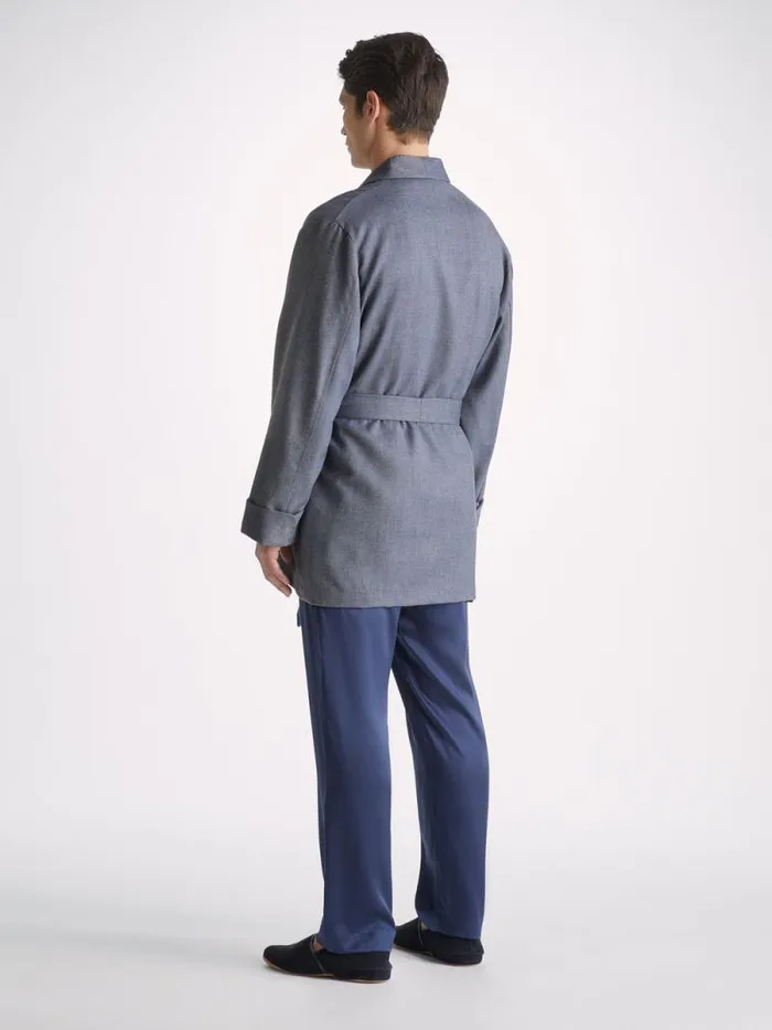 Derek Rose Smoking Jackets Men Smoking Jacket Lincoln 11 Wool Navy