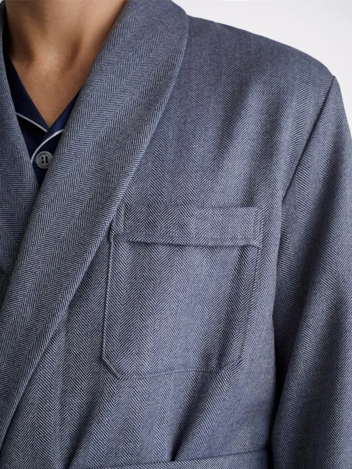 Derek Rose Smoking Jackets Men Smoking Jacket Lincoln 11 Wool Navy