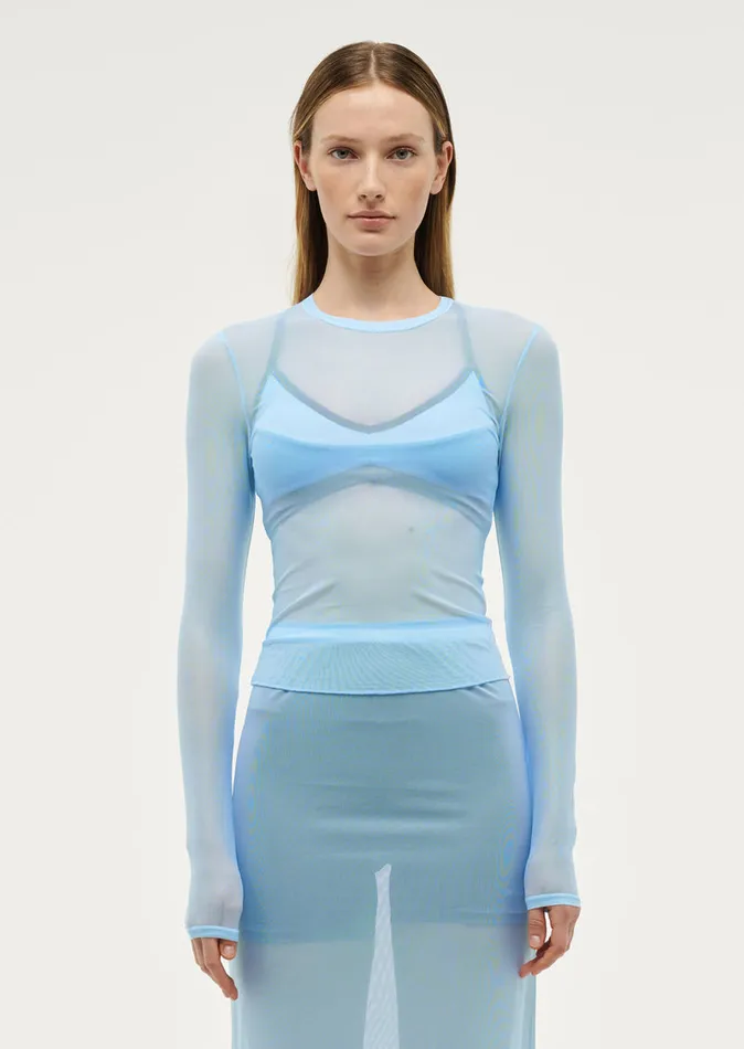 DISCOVERY MESH LONG SLEEVE TEE IN SKY BLUE Women LongSleeveTops PE Nation