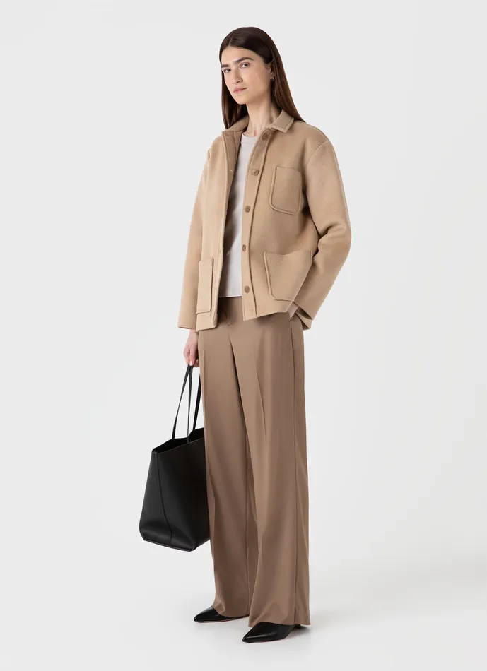 Double Faced Twin Pocket Jacket Light Camel Women Jackets and Coats ussunspel Double Faced Twin Pocket Jacket Light Camel Women Jackets and Coats ussunspel