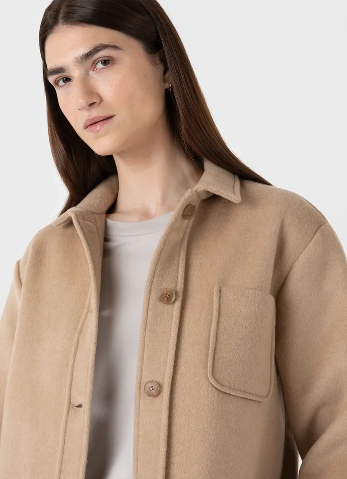 Double Faced Twin Pocket Jacket Light Camel Women Jackets and Coats ussunspel Double Faced Twin Pocket Jacket Light Camel Women Jackets and Coats ussunspel