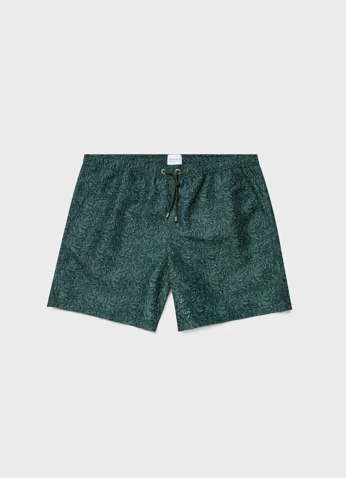 Drawstring Swim Shorts Seaweed Tropics Print Men SUNSPEL Swimwear