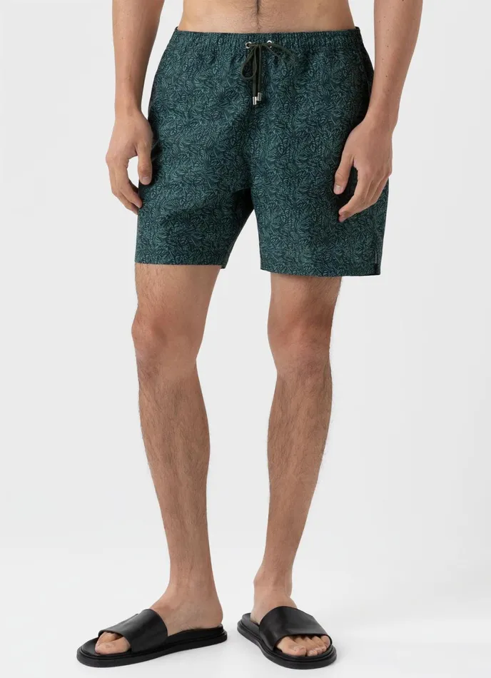 Drawstring Swim Shorts Seaweed Tropics Print Men SUNSPEL Swimwear