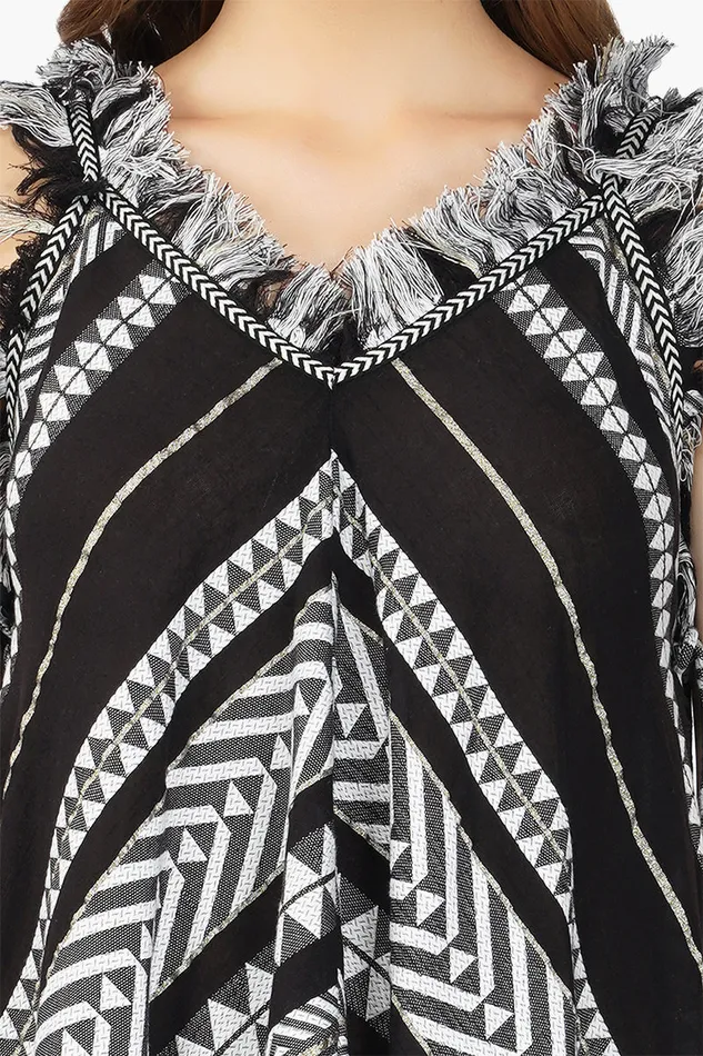 Dresses America and Beyond Women Lori Mexican Striped Hankerchief Hem Dress