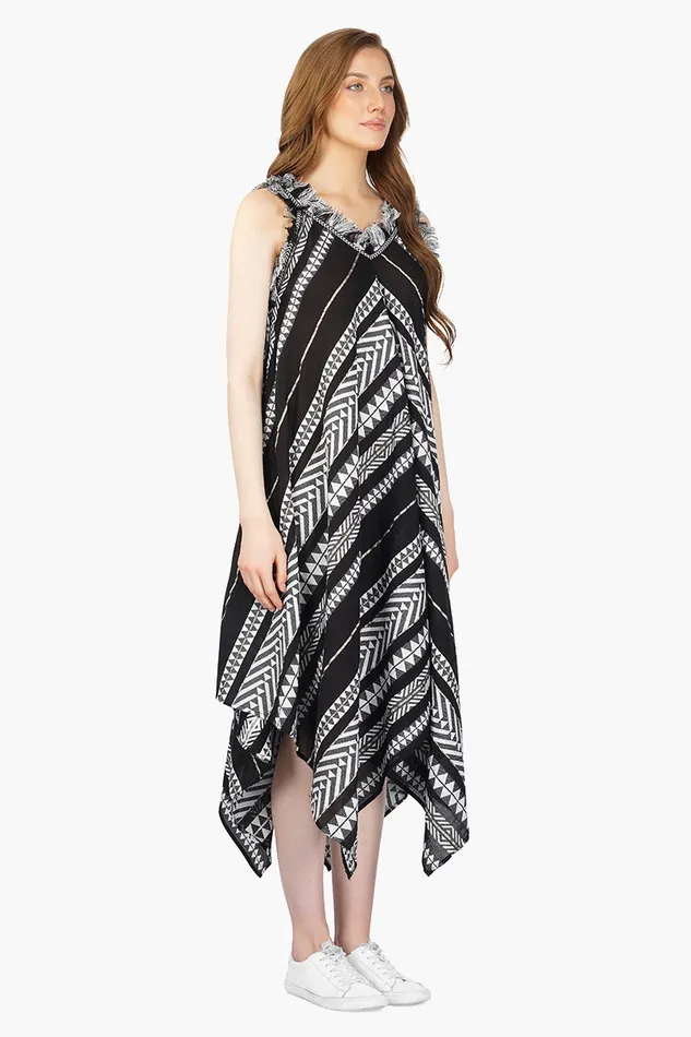 Dresses America and Beyond Women Lori Mexican Striped Hankerchief Hem Dress