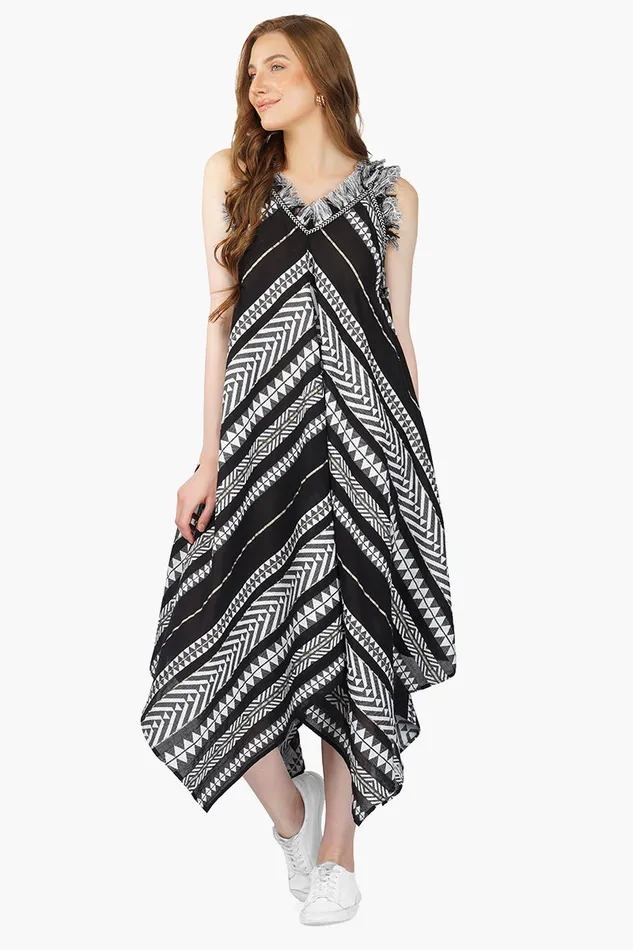 Dresses America and Beyond Women Lori Mexican Striped Hankerchief Hem Dress
