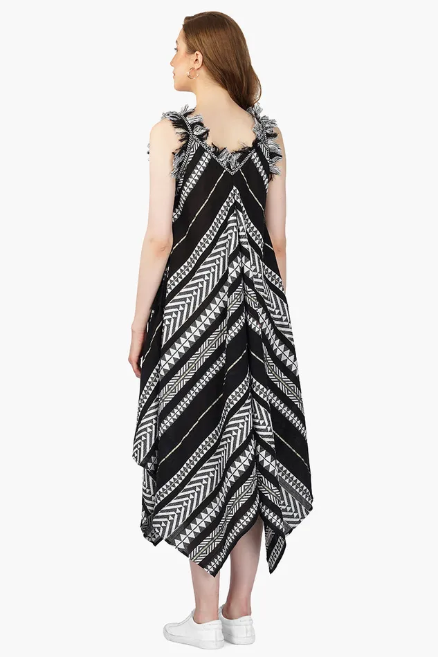 Dresses America and Beyond Women Lori Mexican Striped Hankerchief Hem Dress