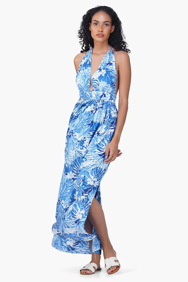 Dresses America and Beyond Women Tropical Blue Maxi Dress