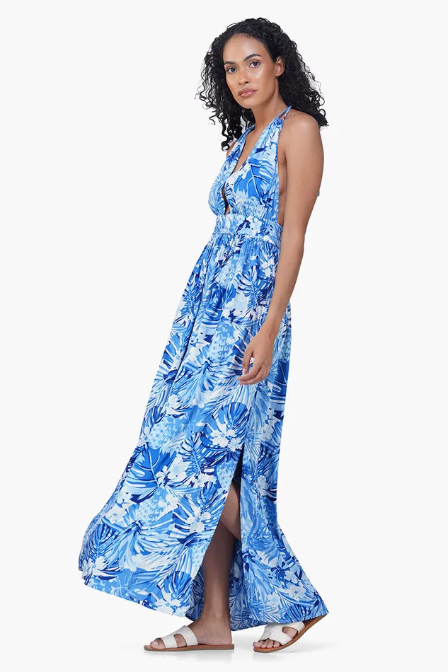 Dresses America and Beyond Women Tropical Blue Maxi Dress