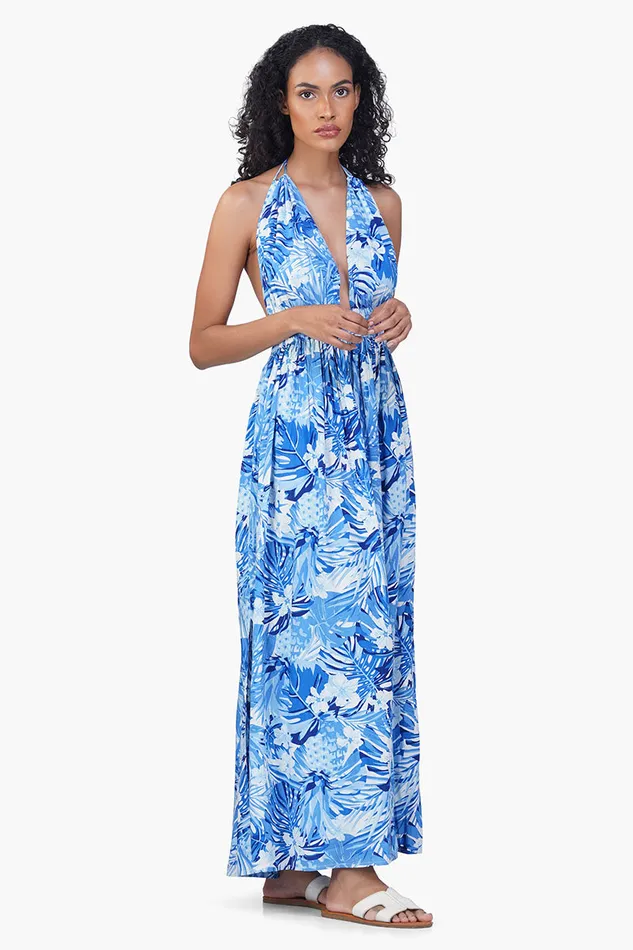 Dresses America and Beyond Women Tropical Blue Maxi Dress