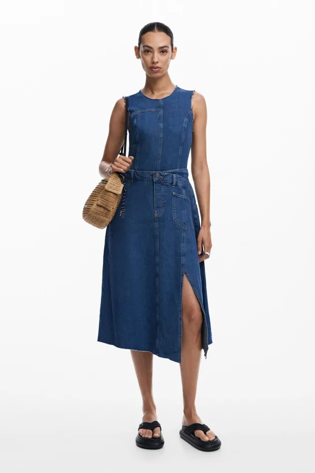 Dresses And Jumpsuits Women Desigual Denim Midi Dress Blue
