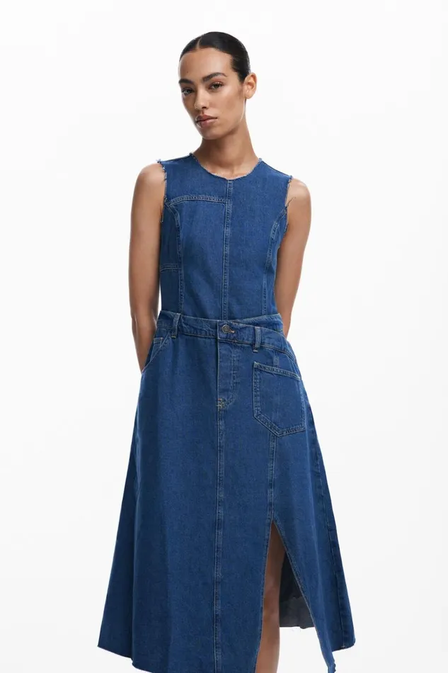 Dresses And Jumpsuits Women Desigual Denim Midi Dress Blue