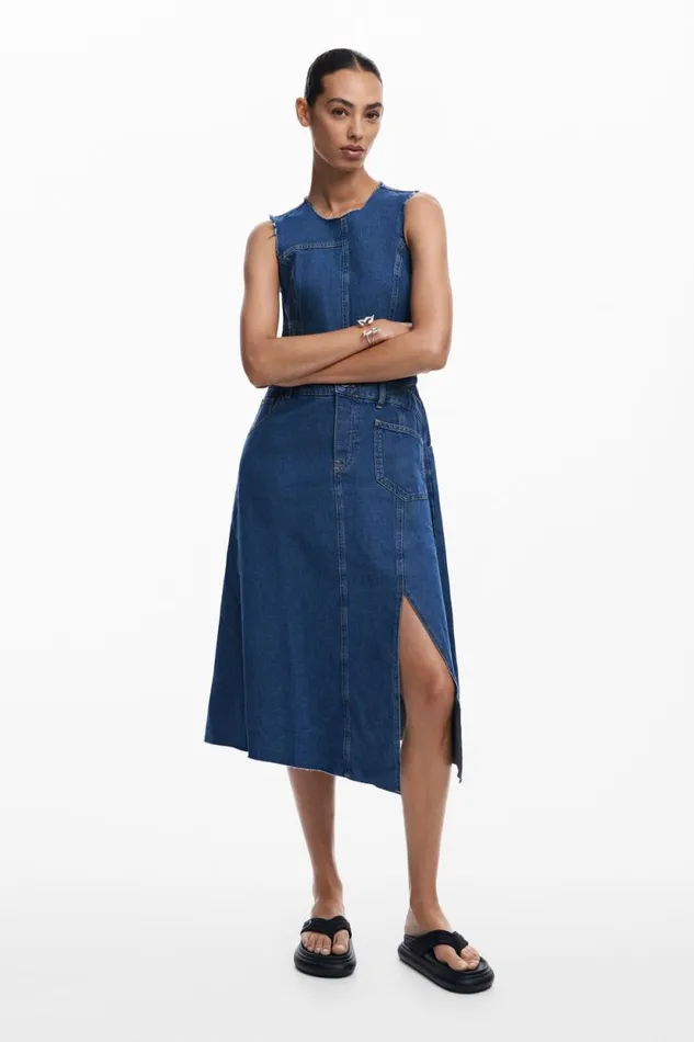 Dresses And Jumpsuits Women Desigual Denim Midi Dress Blue