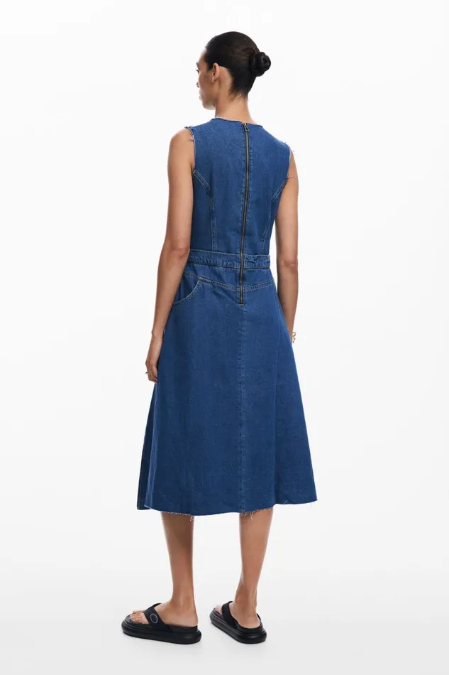 Dresses And Jumpsuits Women Desigual Denim Midi Dress Blue
