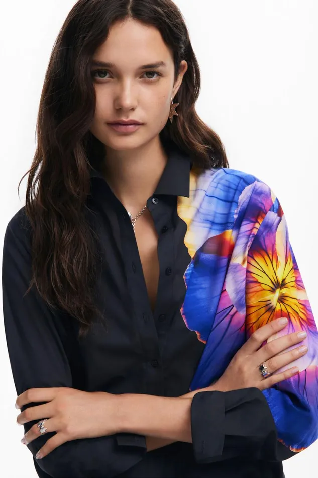 Dresses And Jumpsuits Women Desigual Floral Shirt Dress M Christian Lacroix Black