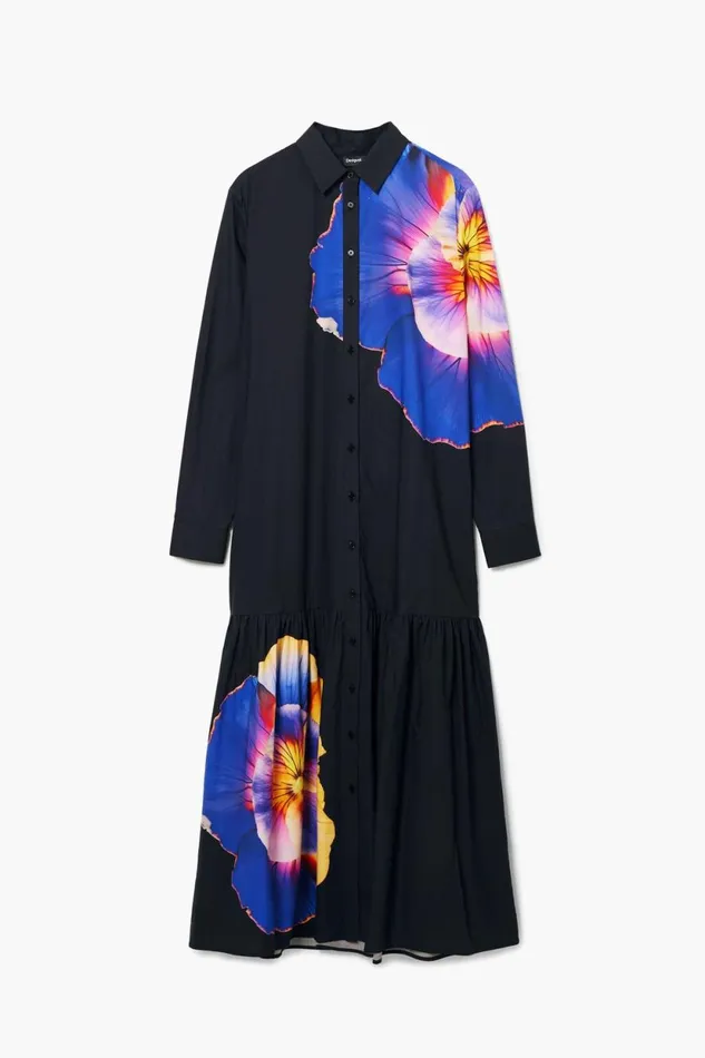 Dresses And Jumpsuits Women Desigual Floral Shirt Dress M Christian Lacroix Black