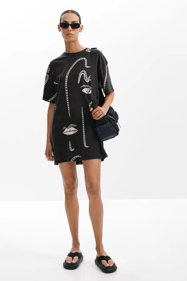 Dresses And Jumpsuits Women Desigual Illustrated Dress Black