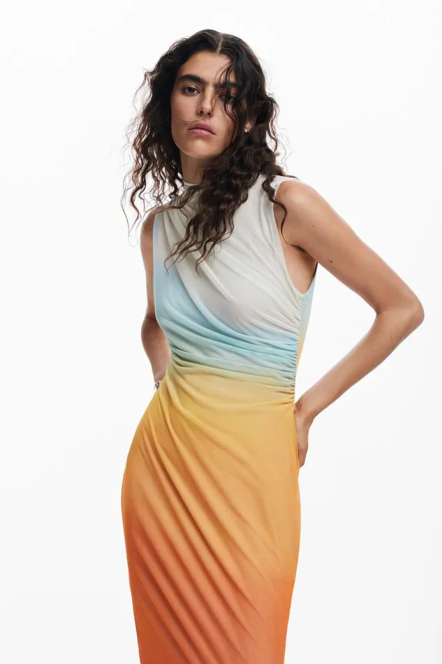 Dresses And Jumpsuits Women Desigual Ombre Tulle Dress Orange