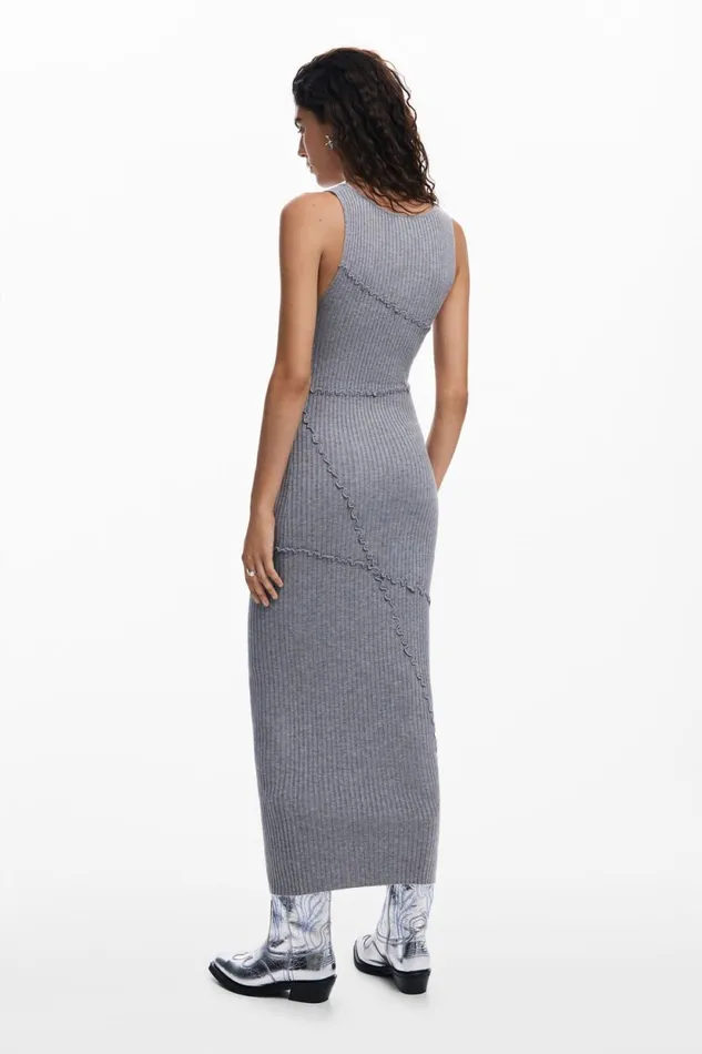 Dresses And Jumpsuits Women Desigual Ribbed Long Dress Black