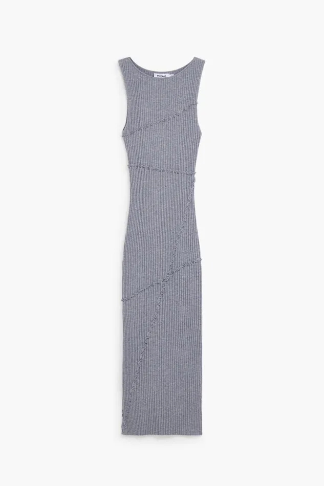 Dresses And Jumpsuits Women Desigual Ribbed Long Dress Black