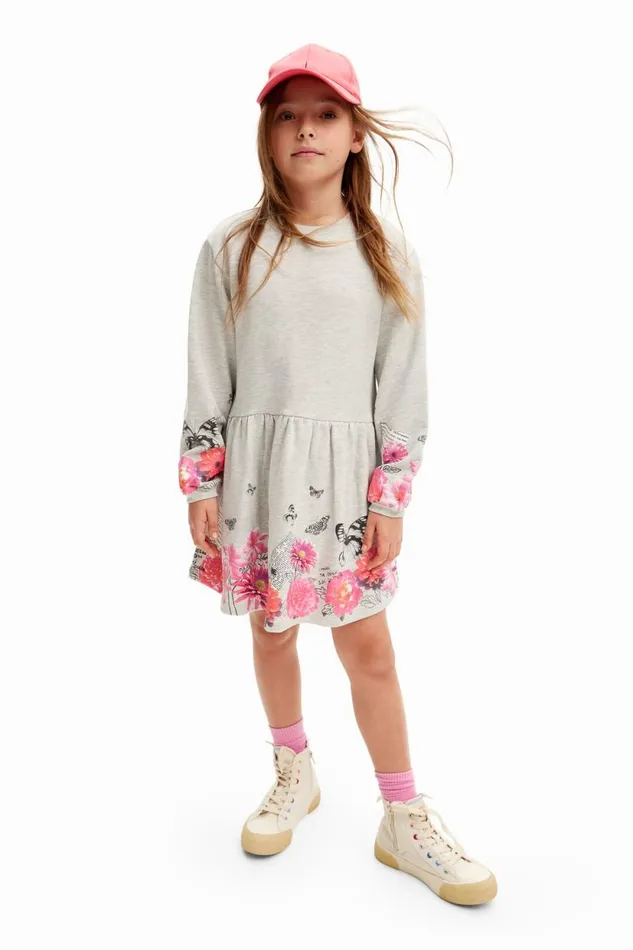 Dresses Kids Desigual Dress With Butterflies And Flowers Black