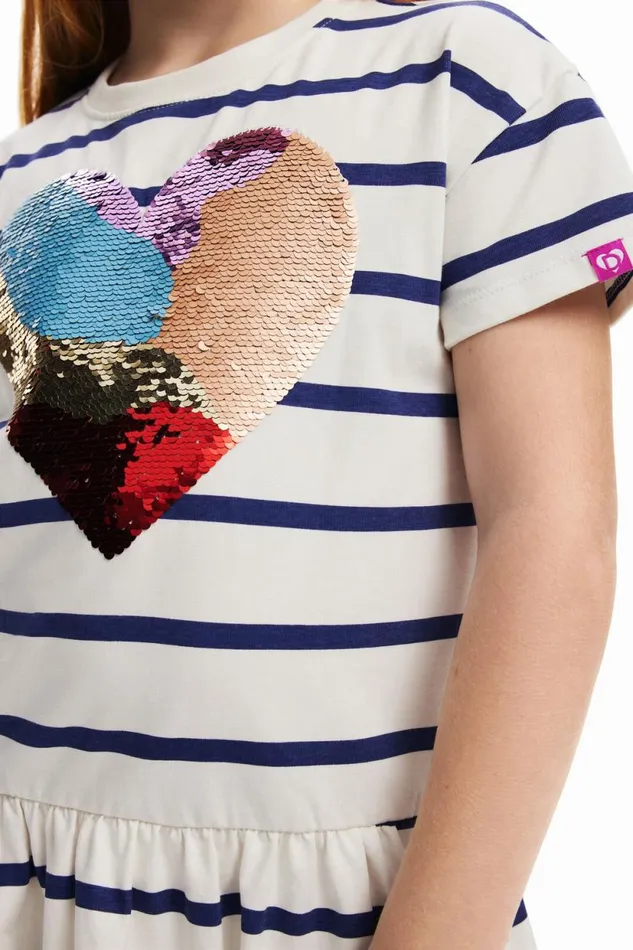 Dresses Kids Desigual Heart Stripe Dress Blue