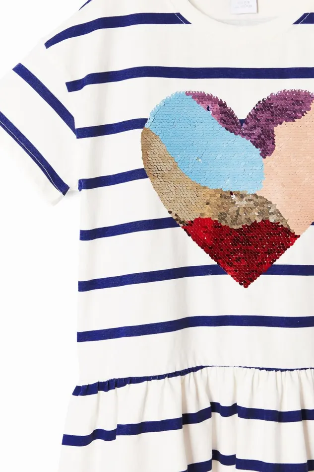 Dresses Kids Desigual Heart Stripe Dress Blue