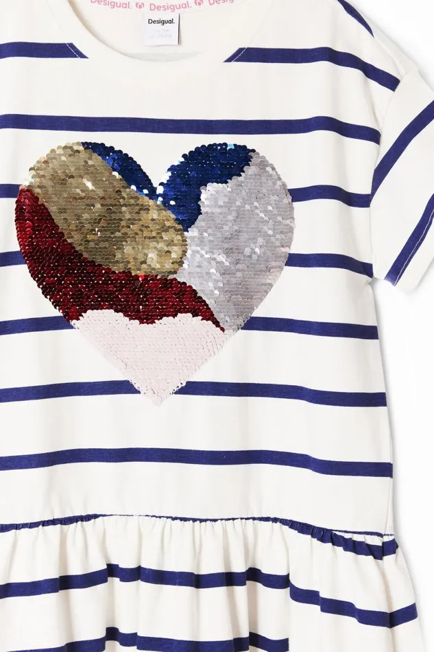 Dresses Kids Desigual Heart Stripe Dress Blue