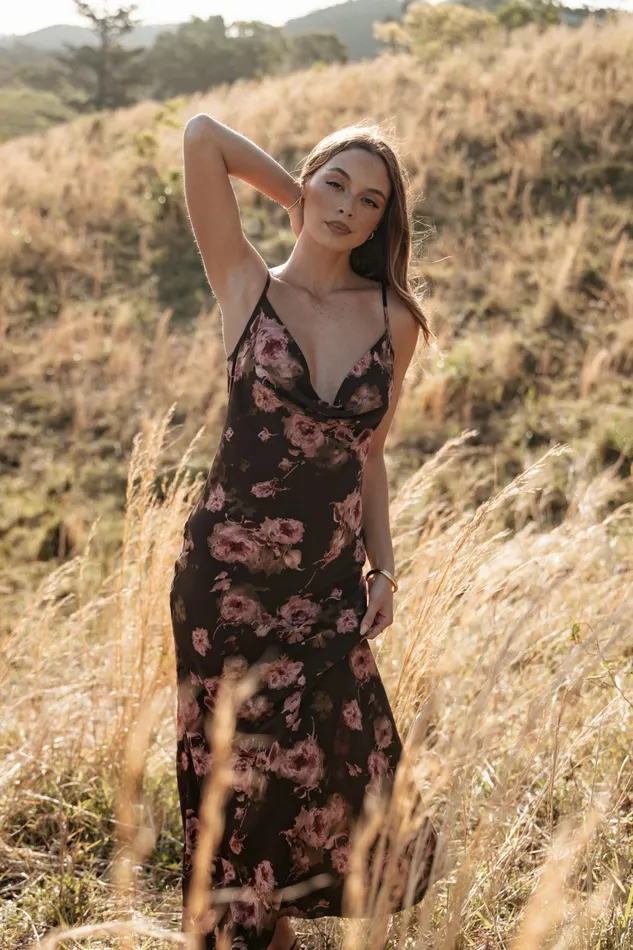 Dresses Petal and Pup Women Enya Maxi Dress Chocolate Floral