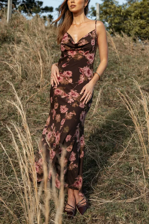 Dresses Petal and Pup Women Enya Maxi Dress Chocolate Floral