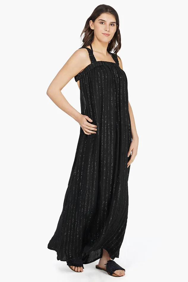 Dresses Summer Nights Silver Stripe Maxi Dress 8211 America and Beyond Women
