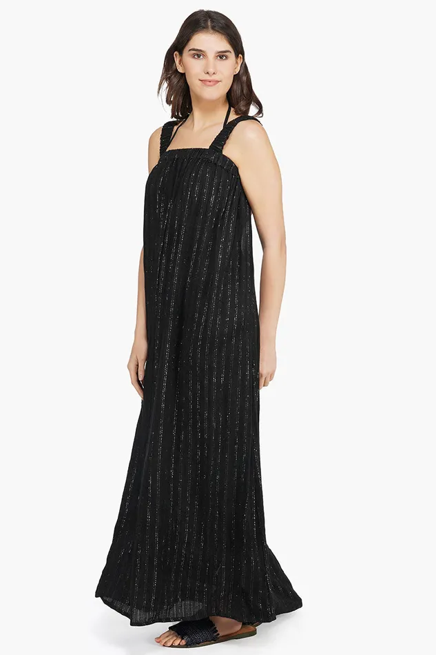 Dresses Summer Nights Silver Stripe Maxi Dress 8211 America and Beyond Women