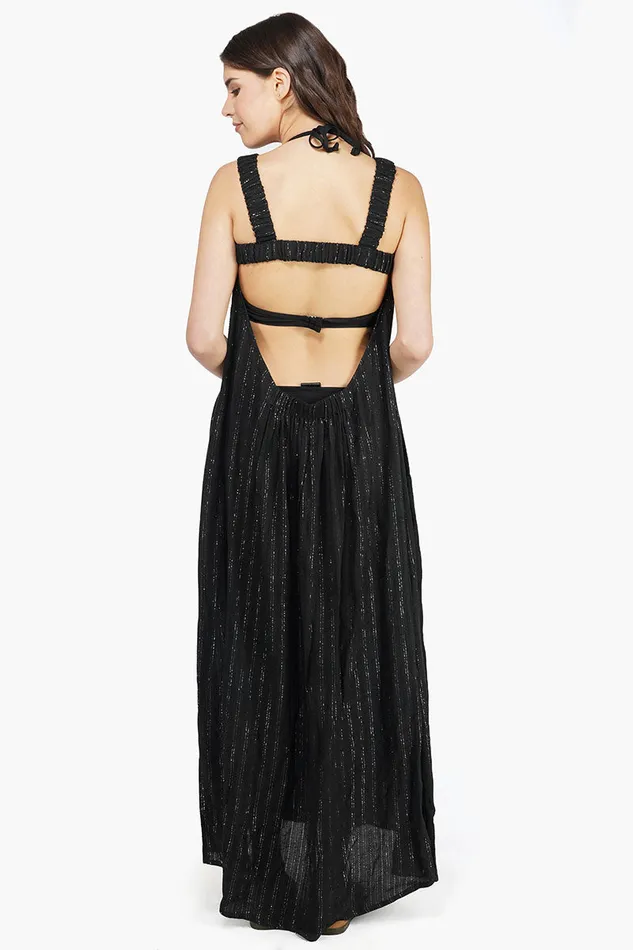 Dresses Summer Nights Silver Stripe Maxi Dress 8211 America and Beyond Women