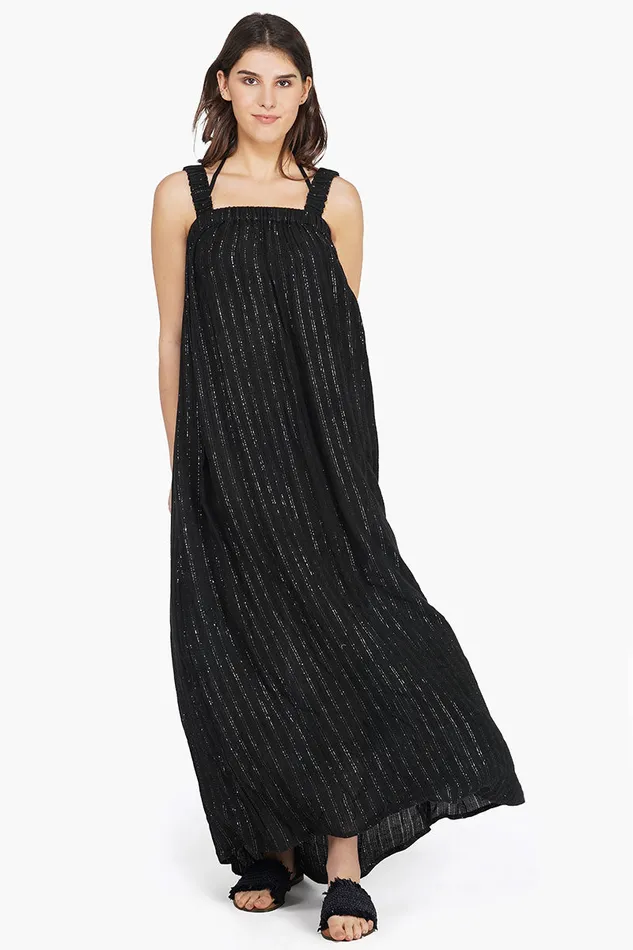Dresses Summer Nights Silver Stripe Maxi Dress 8211 America and Beyond Women